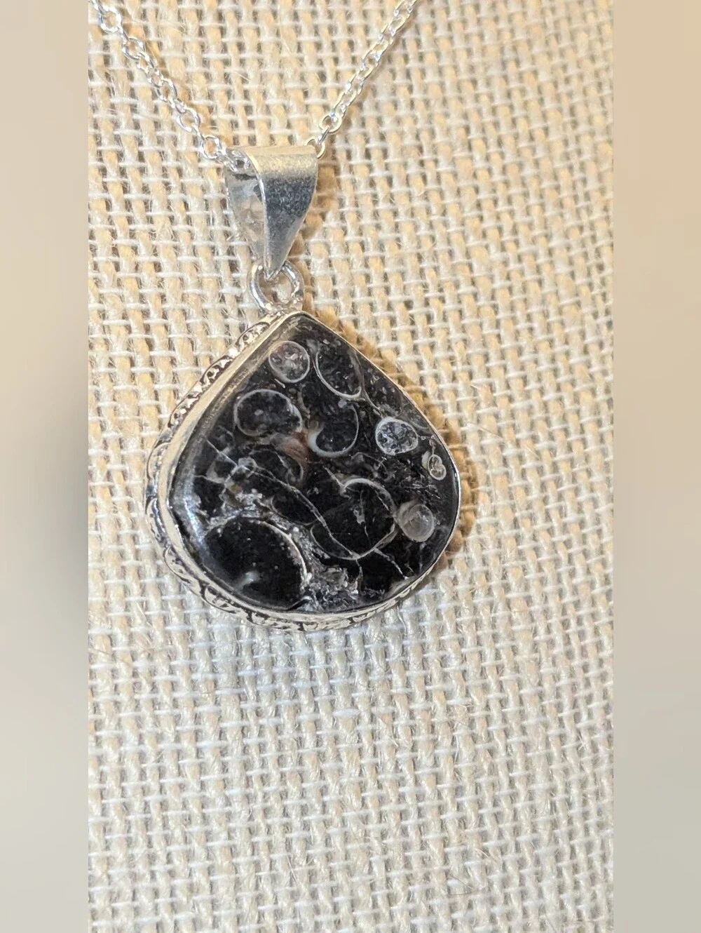 Turritella Fossil Agate Sterling Silver Pendant P052926-03